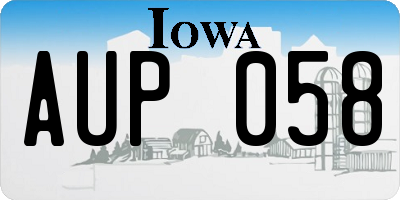 IA license plate AUP058