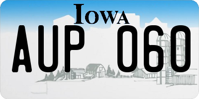 IA license plate AUP060