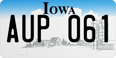 IA license plate AUP061