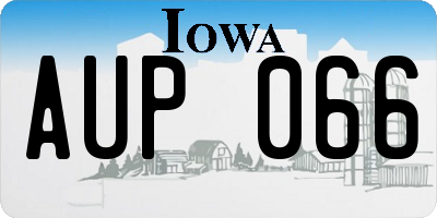 IA license plate AUP066