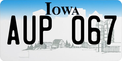 IA license plate AUP067