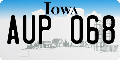 IA license plate AUP068