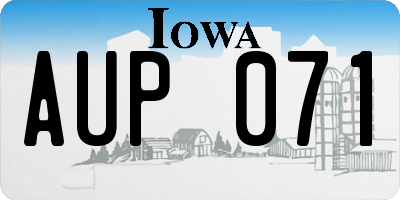 IA license plate AUP071