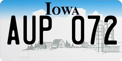 IA license plate AUP072