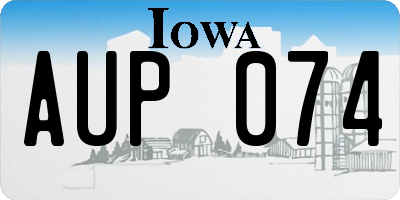 IA license plate AUP074