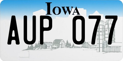 IA license plate AUP077