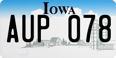IA license plate AUP078