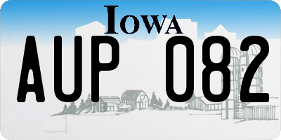 IA license plate AUP082
