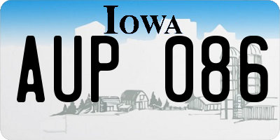 IA license plate AUP086