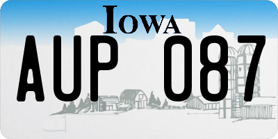 IA license plate AUP087
