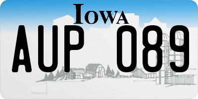 IA license plate AUP089