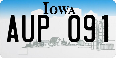 IA license plate AUP091