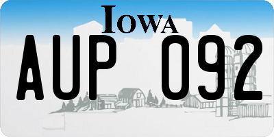 IA license plate AUP092