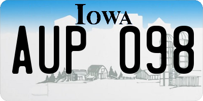 IA license plate AUP098