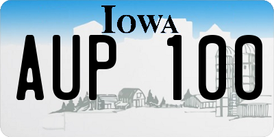IA license plate AUP100