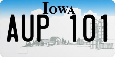 IA license plate AUP101