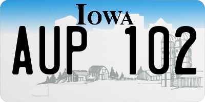 IA license plate AUP102