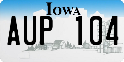 IA license plate AUP104