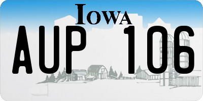 IA license plate AUP106