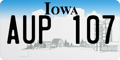 IA license plate AUP107