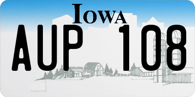 IA license plate AUP108