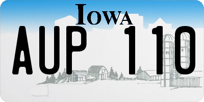 IA license plate AUP110