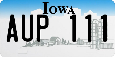 IA license plate AUP111