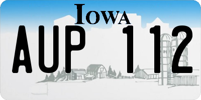 IA license plate AUP112