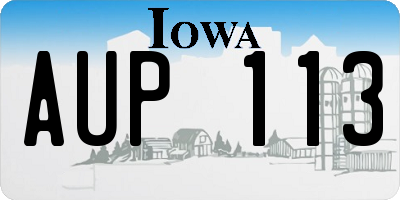IA license plate AUP113