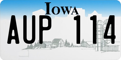 IA license plate AUP114