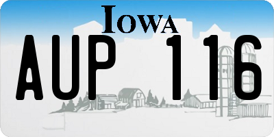 IA license plate AUP116
