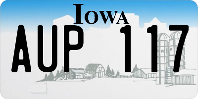 IA license plate AUP117