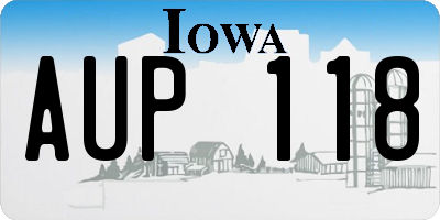 IA license plate AUP118