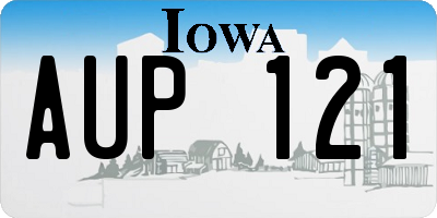 IA license plate AUP121