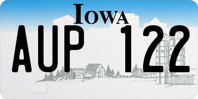 IA license plate AUP122