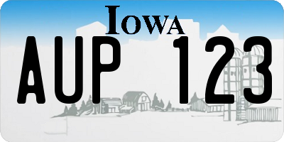 IA license plate AUP123
