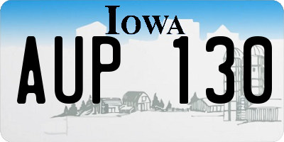 IA license plate AUP130