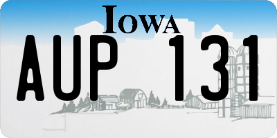 IA license plate AUP131