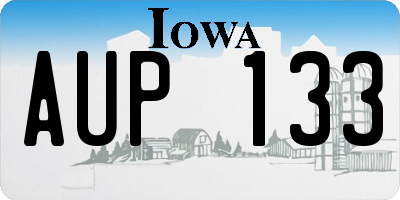 IA license plate AUP133