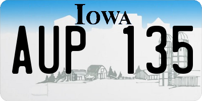 IA license plate AUP135