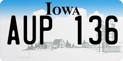 IA license plate AUP136