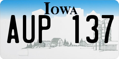 IA license plate AUP137
