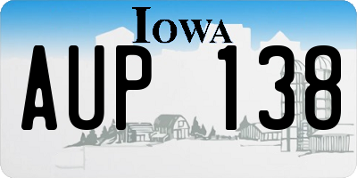 IA license plate AUP138