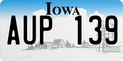 IA license plate AUP139