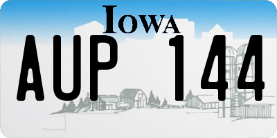 IA license plate AUP144