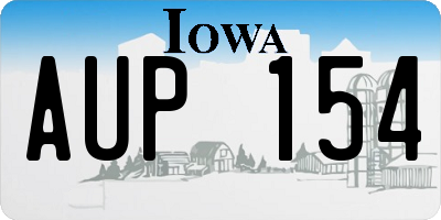 IA license plate AUP154