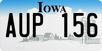 IA license plate AUP156