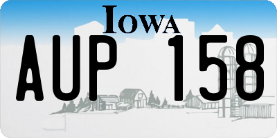 IA license plate AUP158