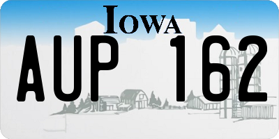 IA license plate AUP162