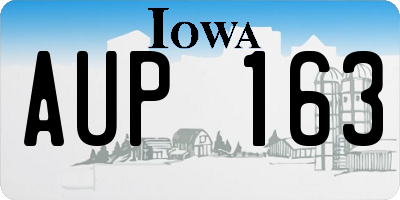 IA license plate AUP163